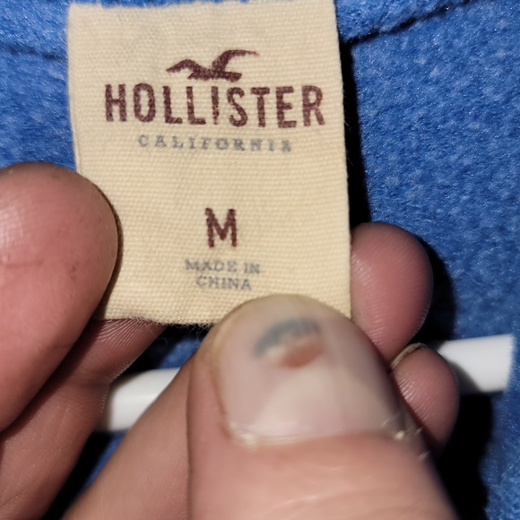 Hollister Men’s Blue Spell Out Hoodie Size M – Vintage Wash Fleece Pullover - Picture 2 of 4